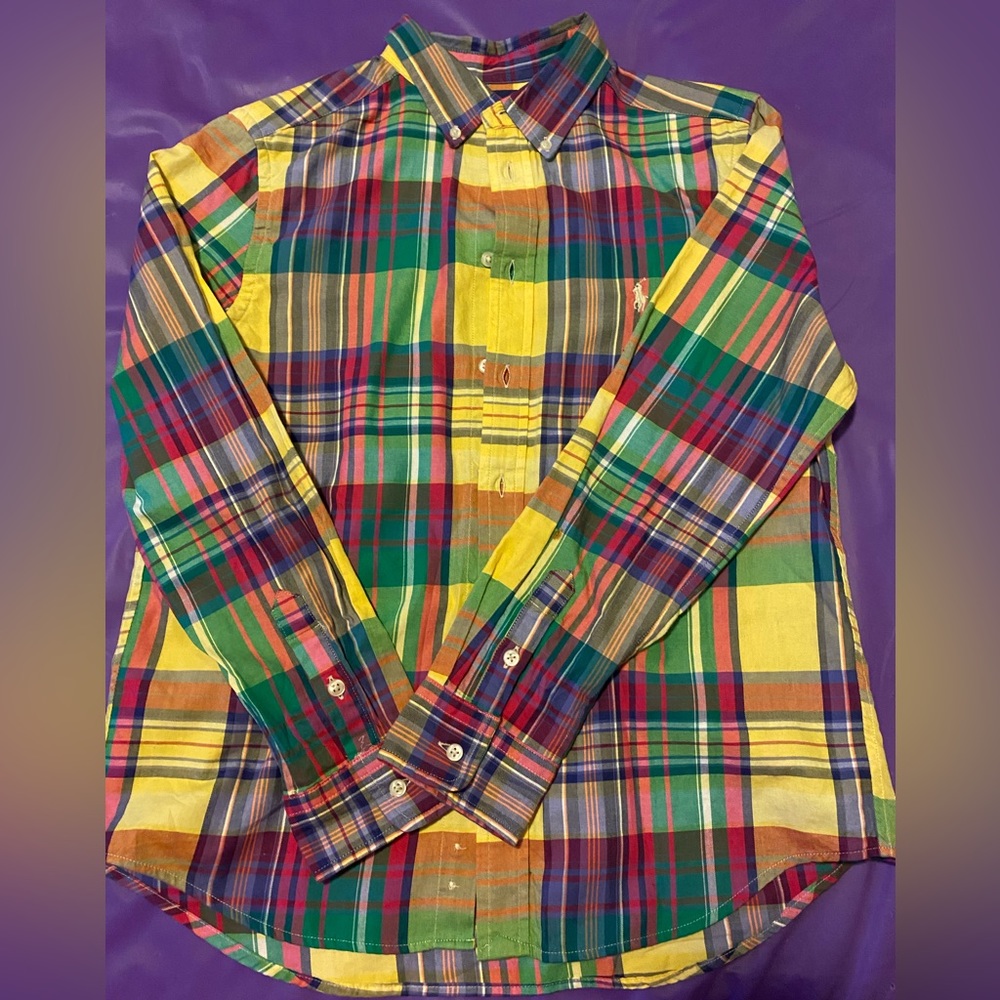 Polo Ralph Lauren Plaid Poplin Shirt - BOYS SIZE L (14-16)